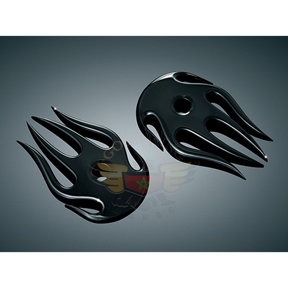 FLAME ACCENTS FOR STOCK H-D MIRRORS, BLK 1754