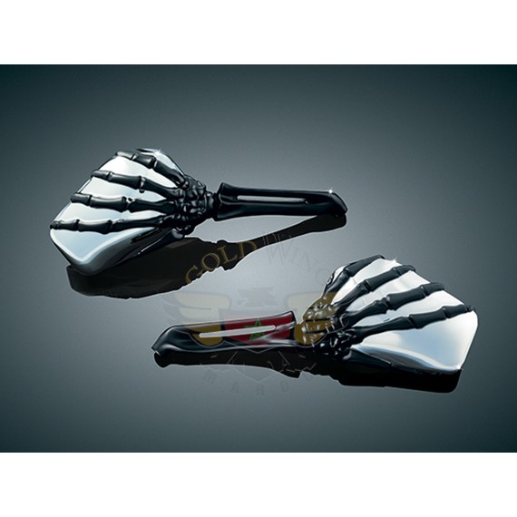 SKELETON HAND MIRRORS, CHR HEAD/BLK STEM 1764